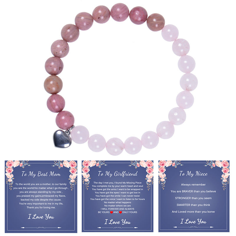 Brazalete de piedra de cebra rosa de color rosa rosa con cuentas de piedra al por mayor